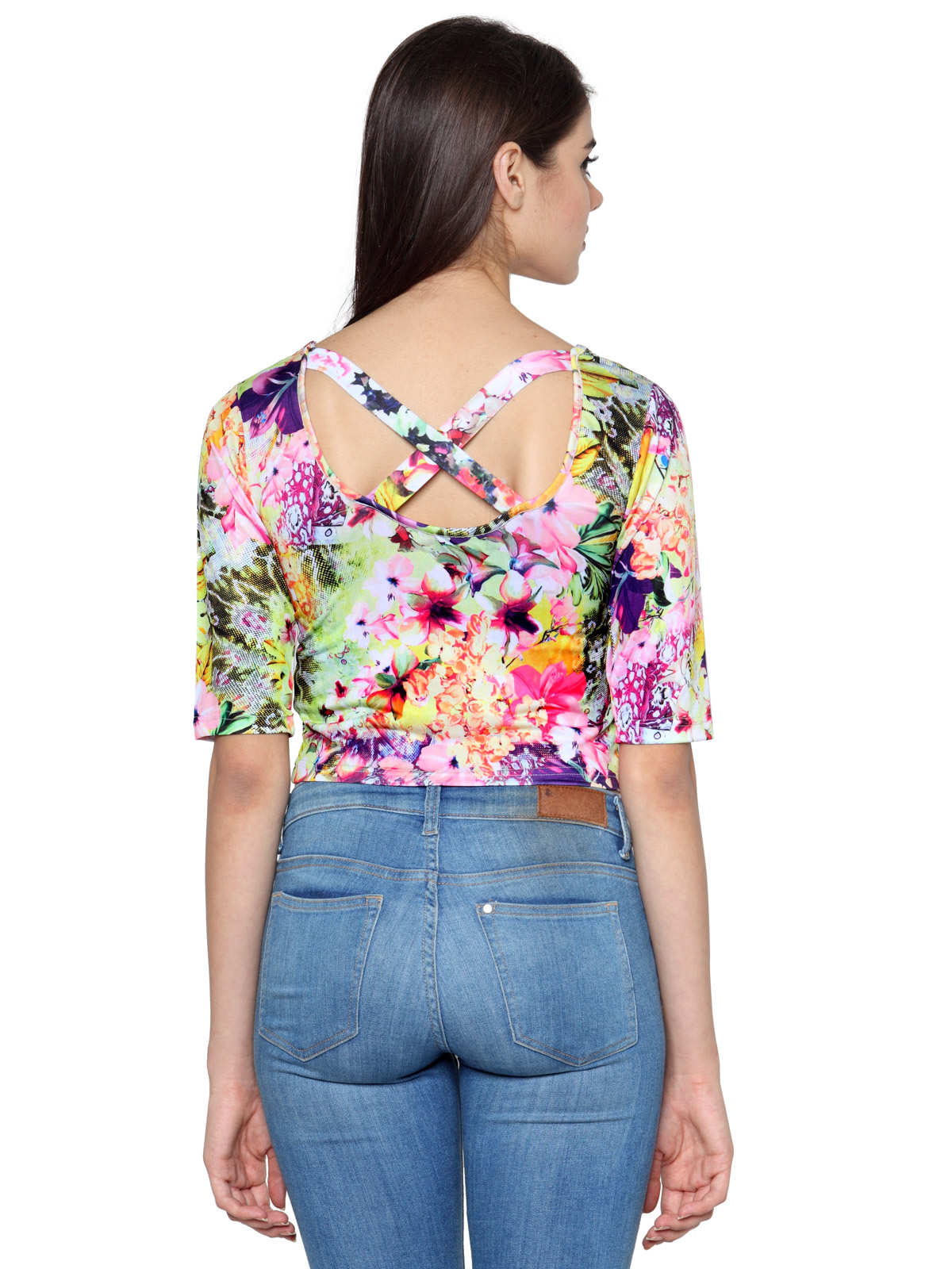 BACK CROSSOVER PRINTED CROP TOP